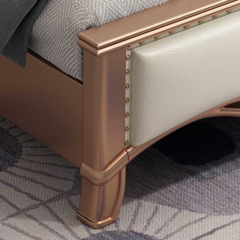 Solid Color Panel Bed Panel Victorian Bed Frame With Custom Gold Legs