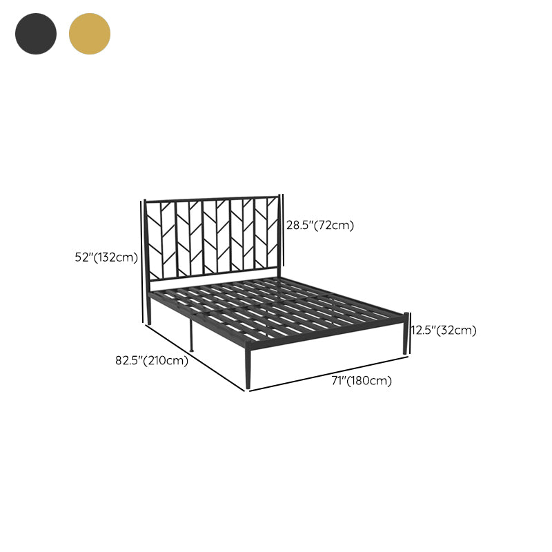 Metal Headboard Standard Bed Rectangular Bed with Custom Legs