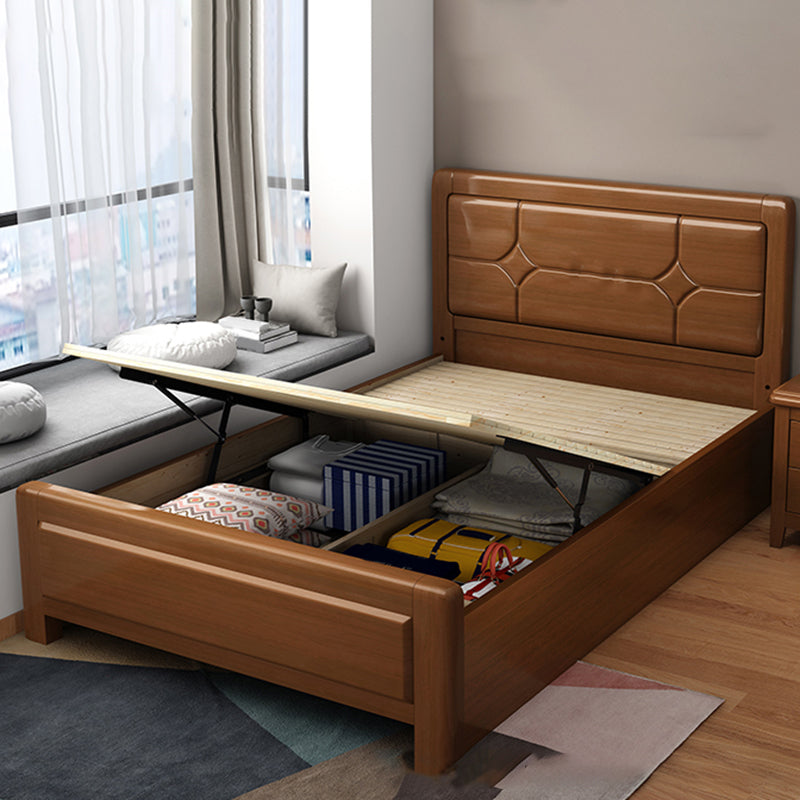 Solid Wood Headboard Standard Bed Rectangular Bed with Custom Legs