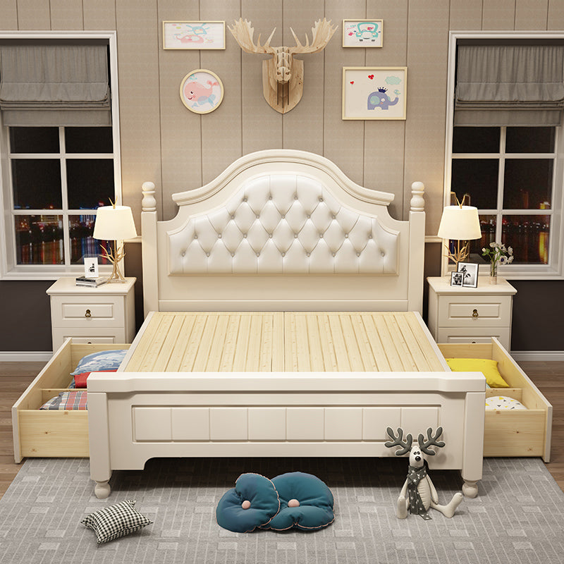 Solid Wood and Headboard Standard Bed Arched Bed with Custom Gold Legs