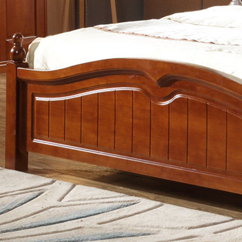 Rubberwood Solid Color Bed Frame Traditional Camelback Standard Bed for Home