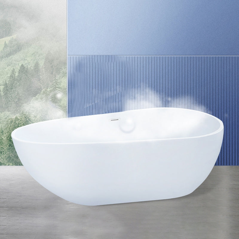 Stand Alone Acrylic Bath Tub White Oval Modern Bathroom Bathtub