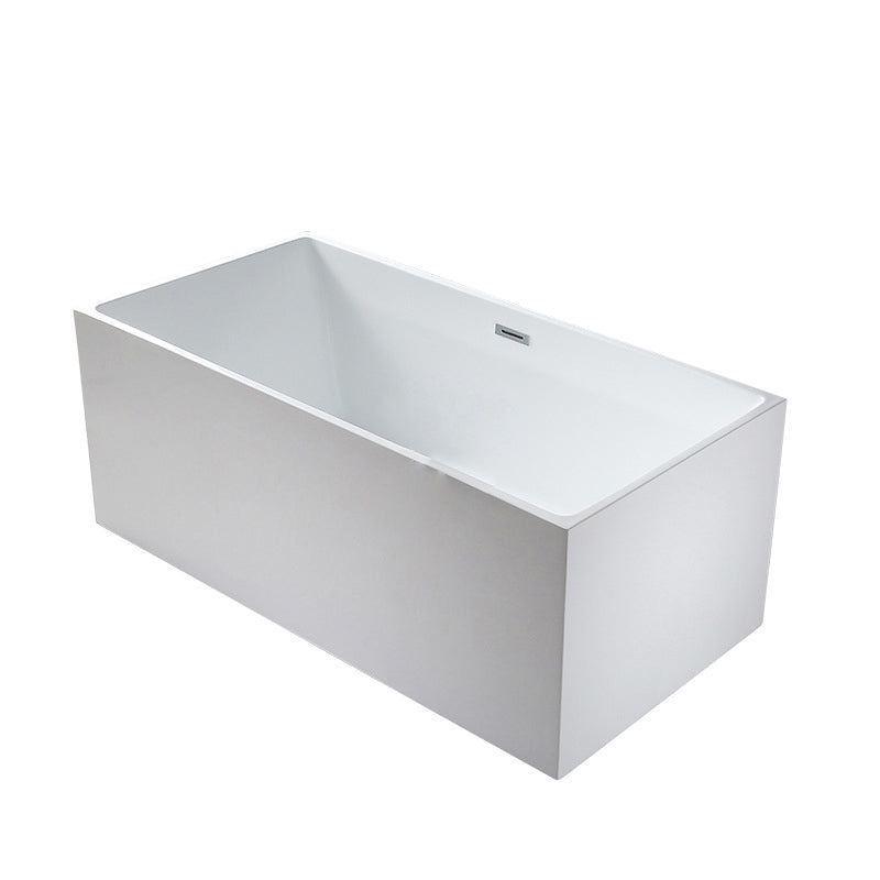 Flat bottom Acrylic Bathtub Soaking White Internal Drain Tub