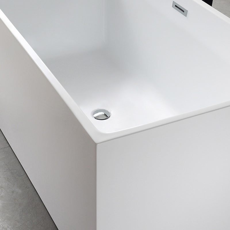 Flat bottom Acrylic Bathtub Soaking White Internal Drain Tub