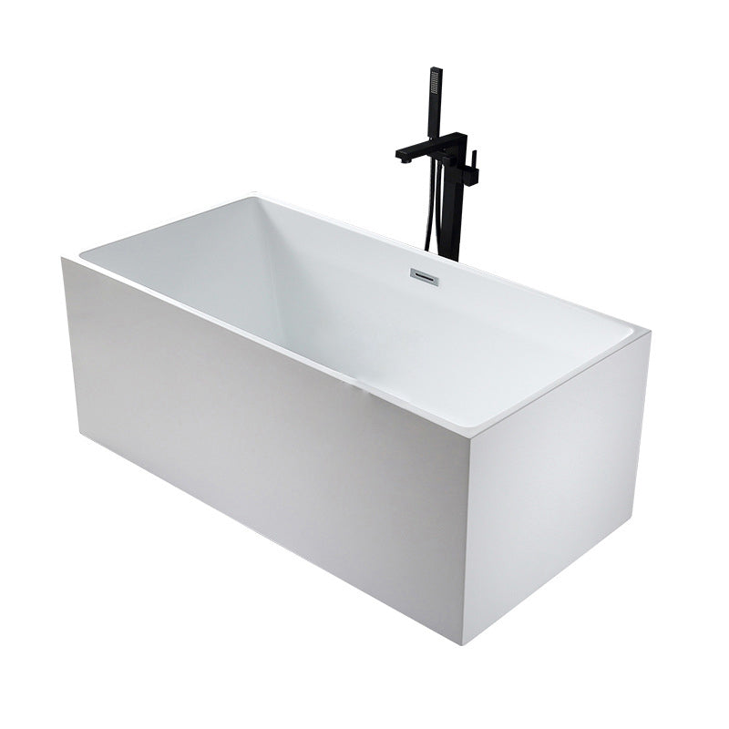 Flat bottom Acrylic Bathtub Soaking White Internal Drain Tub