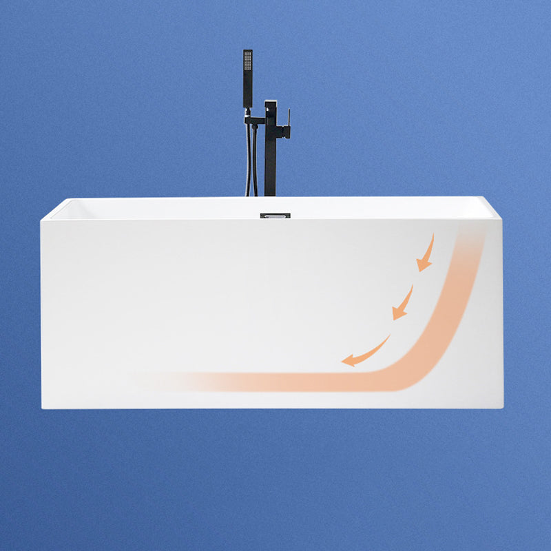 Flat bottom Acrylic Bathtub Soaking White Internal Drain Tub