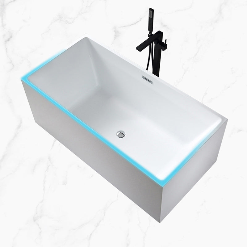 Flat bottom Acrylic Bathtub Soaking White Internal Drain Tub