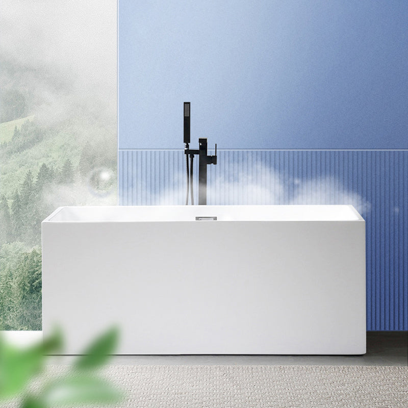 Flat bottom Acrylic Bathtub Soaking White Internal Drain Tub