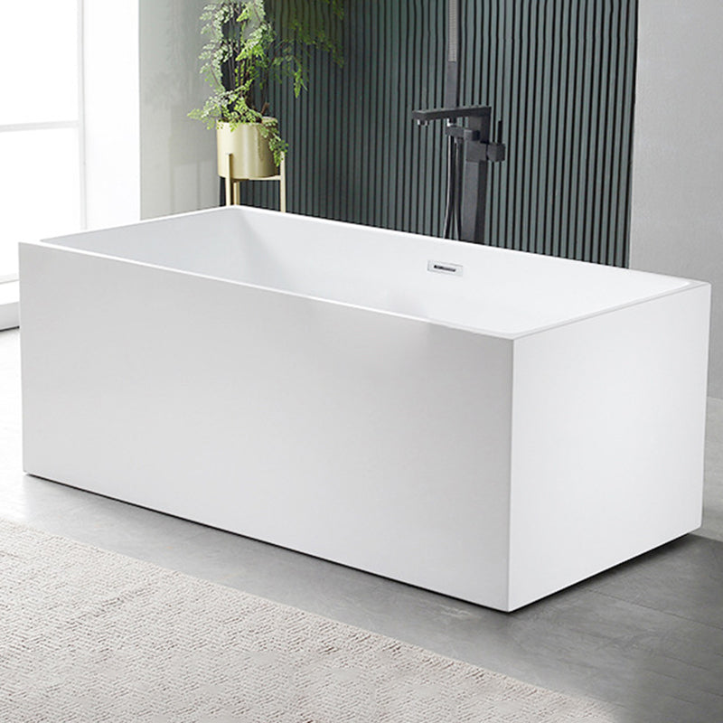 Flat bottom Acrylic Bathtub Soaking White Internal Drain Tub