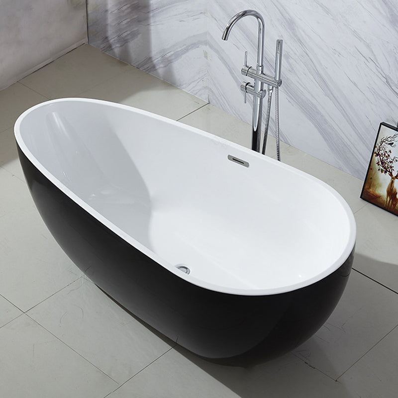 Modern Soaking Bathtub Oval with Drain Acrylic Freestanding Bath Tub
