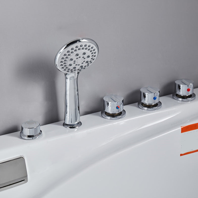 Modern Back to Wall Bathtub Rectangular White Acrylic Soaking Tub