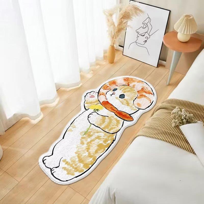 Modern Rug Polyester Cat Pattern Indoor Rug Stain Resistant Rug for Living Room