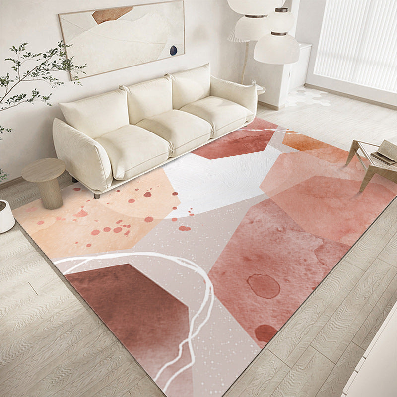 Modern Pink Carpt Polyester Color Block Carpet Stain Resistant Carpet for Home Decor