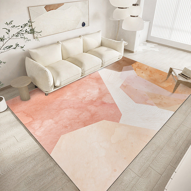 Modern Pink Carpt Polyester Color Block Carpet Stain Resistant Carpet for Home Decor