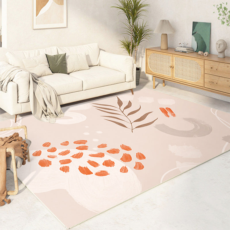 Modern Dark Brown Rug Polyester Color Block Rug Washable Rug for Home Decor