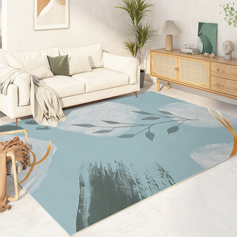 Modern Dark Brown Rug Polyester Color Block Rug Washable Rug for Home Decor