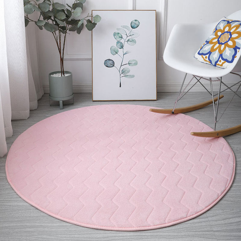 Simple Pure Color Rug Polyester Round Rug Washable Rug for Home Decor