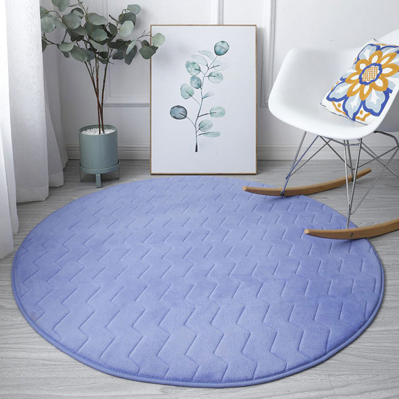 Simple Pure Color Rug Polyester Round Rug Washable Rug for Home Decor