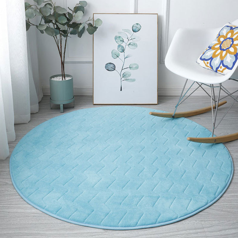 Simple Pure Color Rug Polyester Round Rug Washable Rug for Home Decor