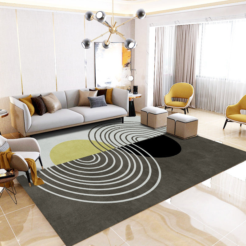 Dark Brown Modern Rug Polyester Color Lump Rug Washable Rug for Home Decor