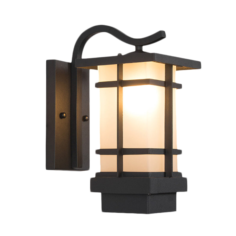 Metal Black Wall Light Sconce Crossing 1 Head Country Wall Mount Lamp with White/Yellow Glass Shade