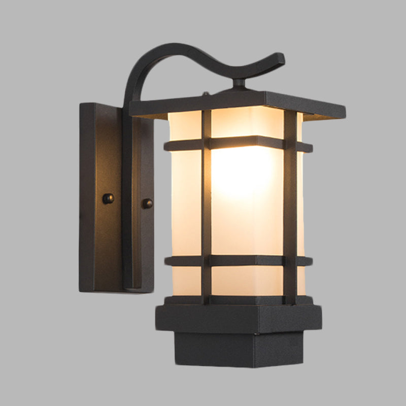 Metal Black Wall Light Sconce Crossing 1 Head Country Wall Mount Lamp with White/Yellow Glass Shade