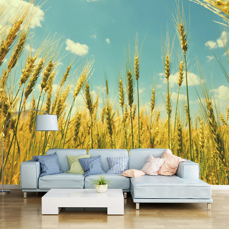 Wheat Field Resistant Mural Wallpaper Environment Friendly Sleeping Room Wall Mural