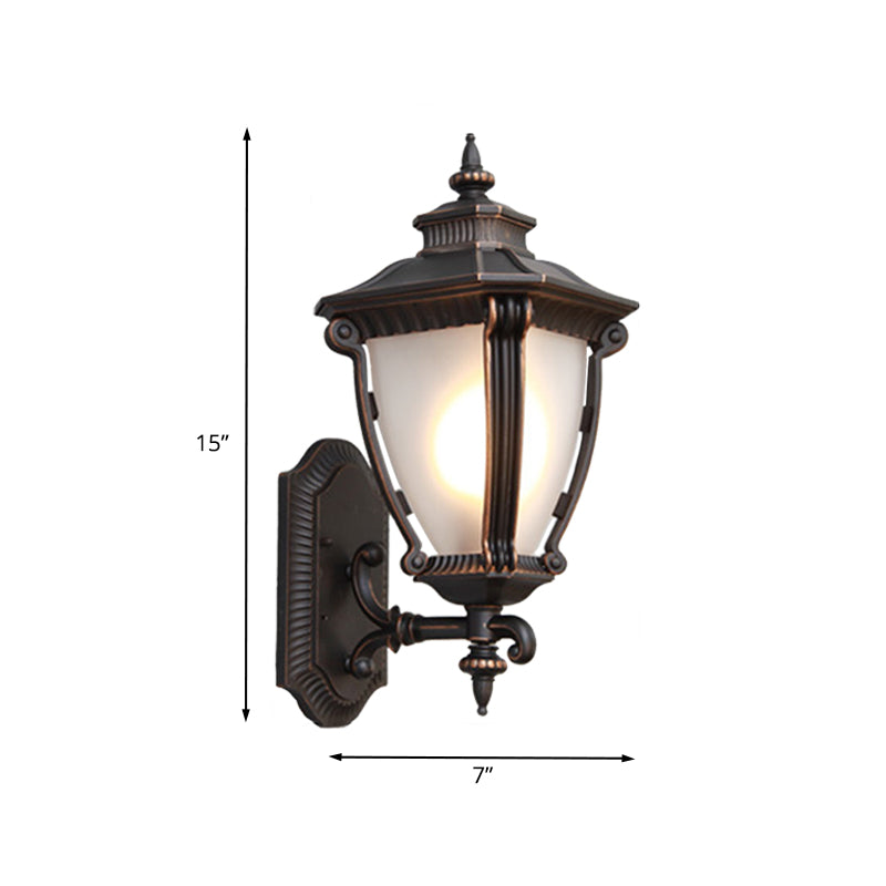 Bauernhaus Urne Schickleuchte 1-Kopf-Tansluzent-Glaswandlampe in Schwarz