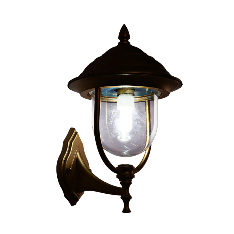 Lodges Urn Sconce Light Fixture 1-Light Metallic Wall Lighting Ideas in Black/Brass with Clear Glass Shade