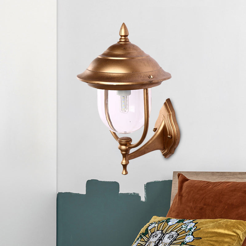 Lodges Urn Sconce Light Fixture 1-Light Metallic Wall Lighting Ideas in Black/Brass with Clear Glass Shade