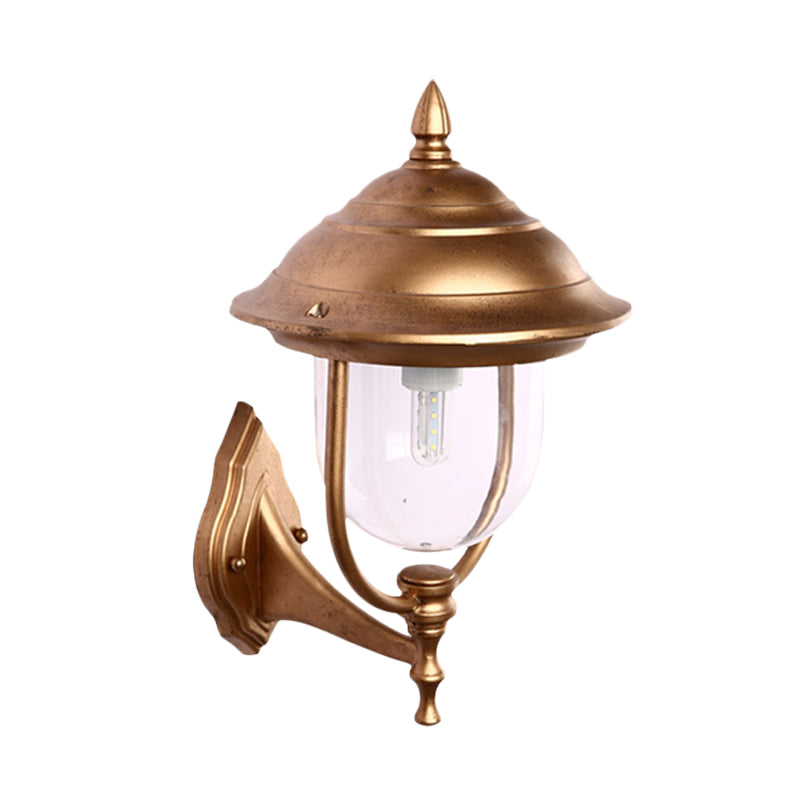 Lodges Urn Sconce Light Fixture 1-Light Metallic Wall Lighting Ideas in Black/Brass with Clear Glass Shade
