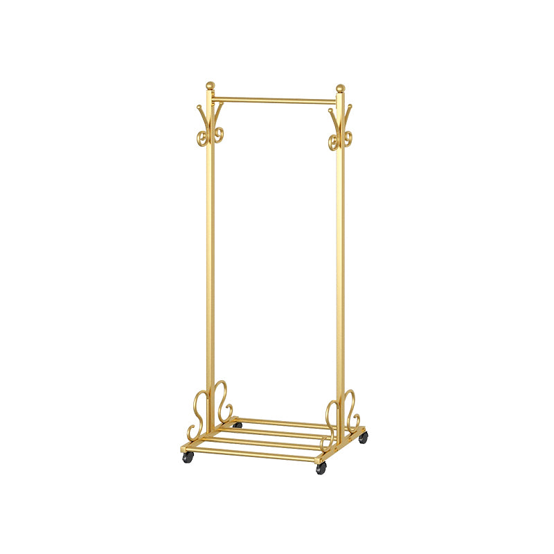 Modern Coat Hanger Metal Framed Hanging Rail Lower Shelf and Hooks Hall Stand