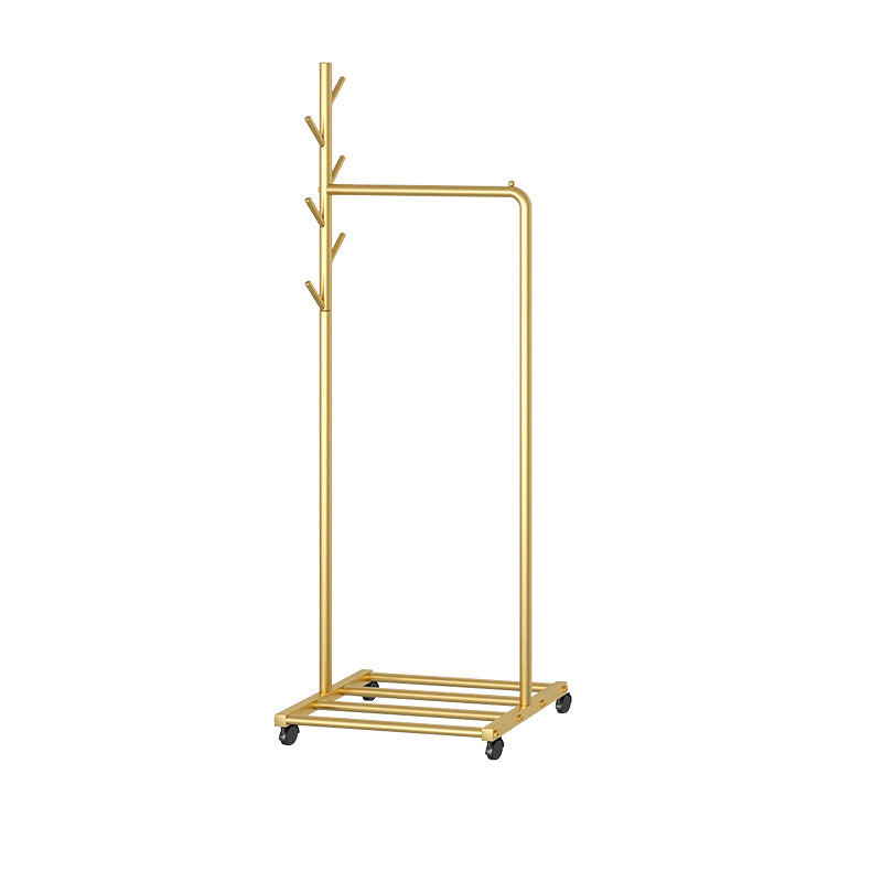 Modern Coat Hanger Metal Framed Hanging Rail Lower Shelf and Hooks Hall Stand