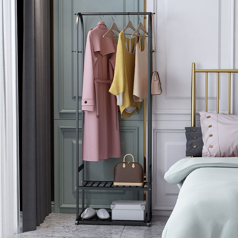 Glam Metallic Coat Hanger Free Standing Double Shelves Coat Rack for Living Room
