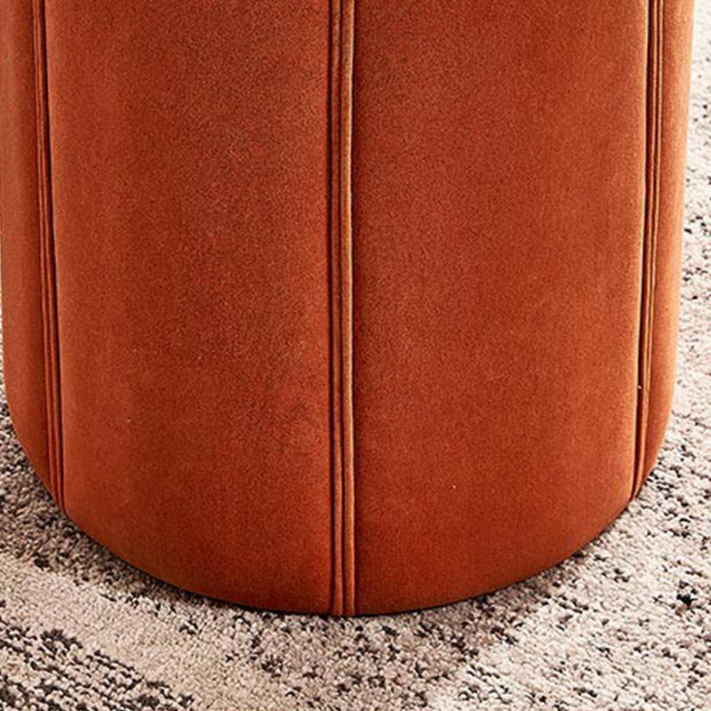 Orange Velvet Ottoman Modern Round Ottoman Stain Resistant Ottoman