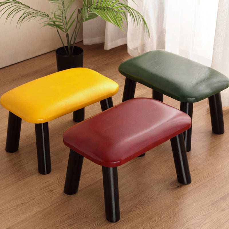 Faux Leather Ottoman Whole Colored Nailhead Trim Water Resistant Rectangle Pouf Ottoman