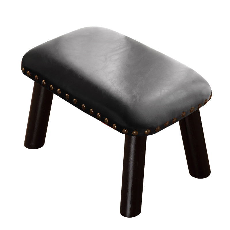 Faux Leather Ottoman Whole Colored Nailhead Trim Water Resistant Rectangle Pouf Ottoman