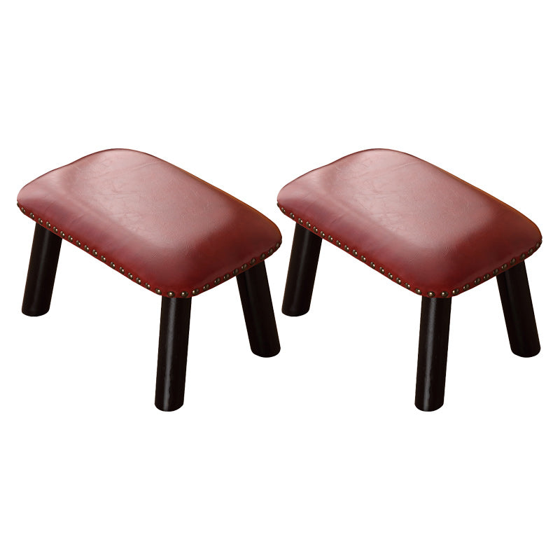 Faux Leather Ottoman Whole Colored Nailhead Trim Water Resistant Rectangle Pouf Ottoman