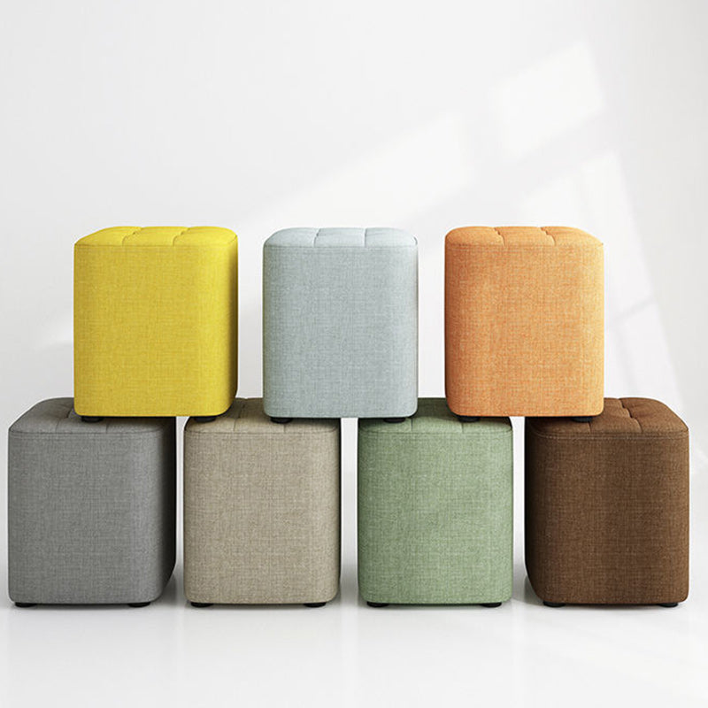 Square Pouf Ottoman Solid Color Tufted Fabric Fade Resistant Contemporary Pouf