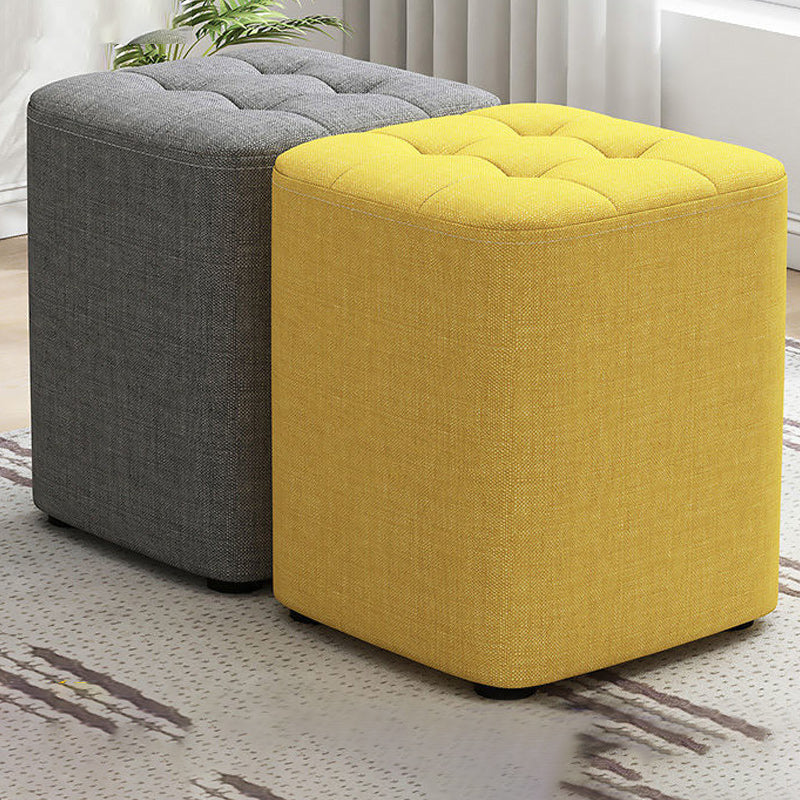 Square Pouf Ottoman Solid Color Tufted Fabric Fade Resistant Contemporary Pouf
