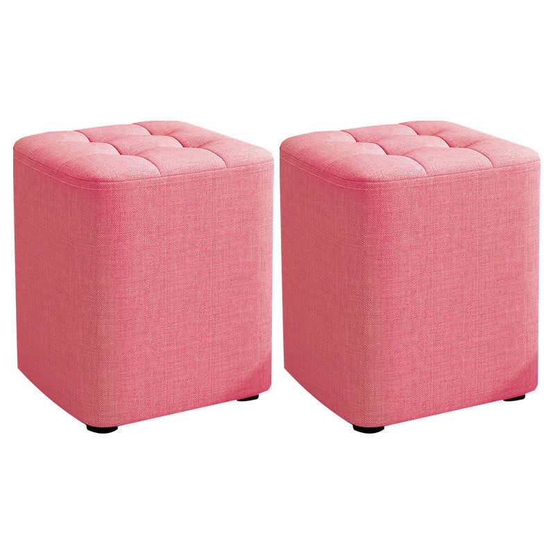 Square Pouf Ottoman Solid Color Tufted Fabric Fade Resistant Contemporary Pouf