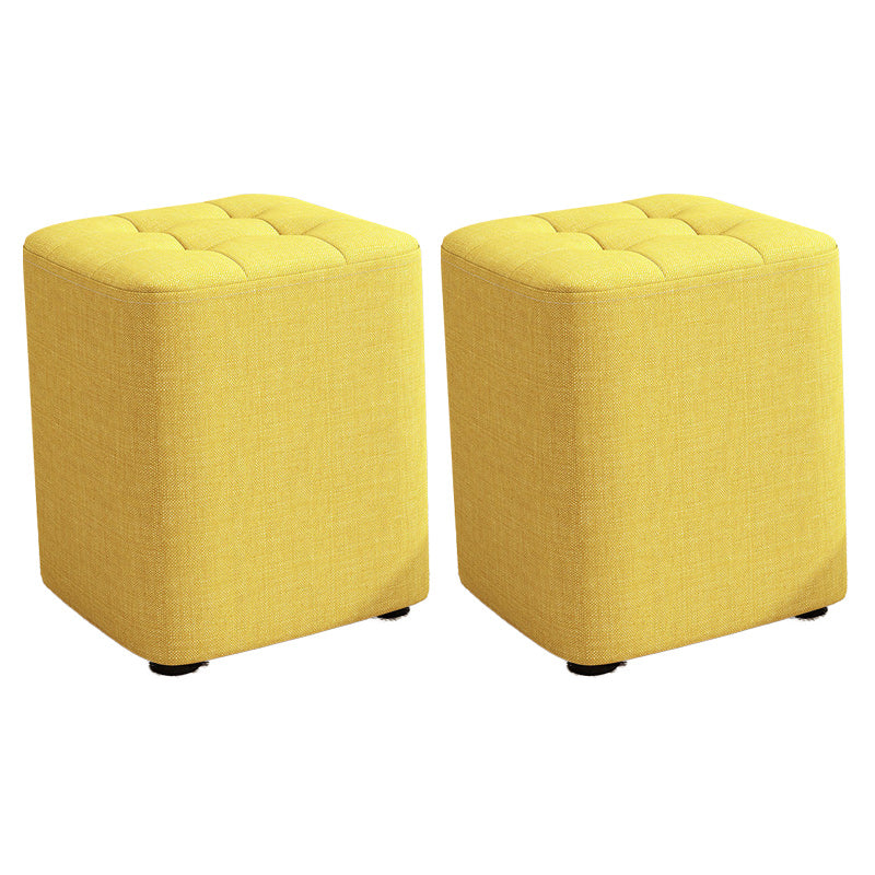 Square Pouf Ottoman Solid Color Tufted Fabric Fade Resistant Contemporary Pouf