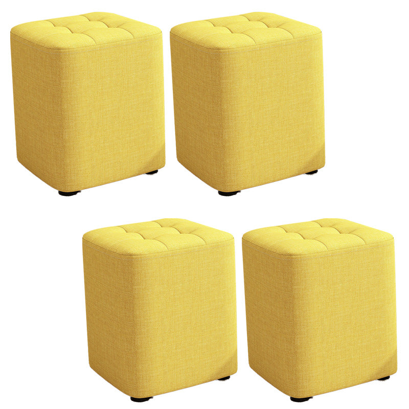 Square Pouf Ottoman Solid Color Tufted Fabric Fade Resistant Contemporary Pouf
