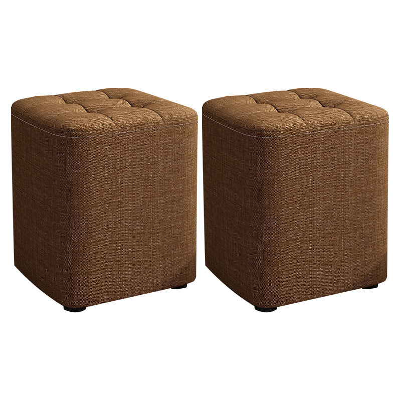 Square Pouf Ottoman Solid Color Tufted Fabric Fade Resistant Contemporary Pouf
