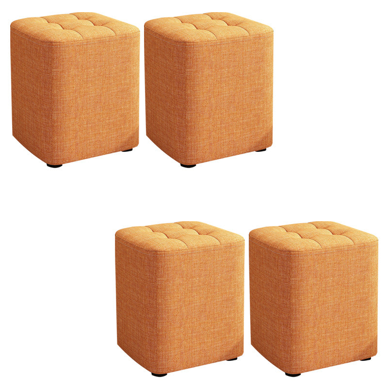 Square Pouf Ottoman Solid Color Tufted Fabric Fade Resistant Contemporary Pouf