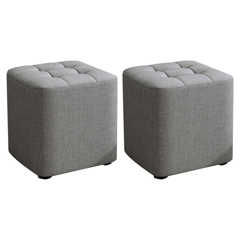 Square Pouf Ottoman Solid Color Tufted Fabric Fade Resistant Contemporary Pouf