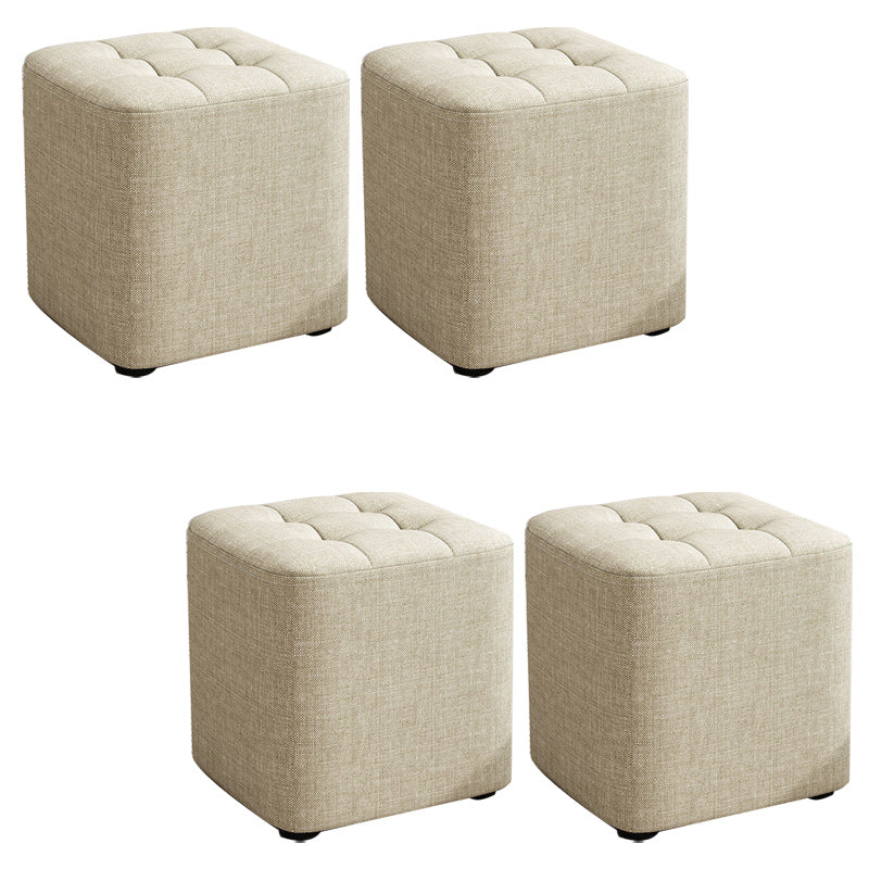 Square Pouf Ottoman Solid Color Tufted Fabric Fade Resistant Contemporary Pouf
