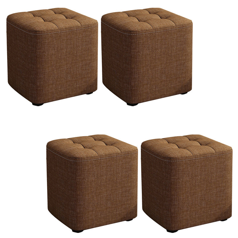 Square Pouf Ottoman Solid Color Tufted Fabric Fade Resistant Contemporary Pouf