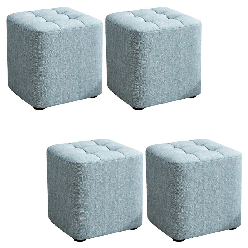 Square Pouf Ottoman Solid Color Tufted Fabric Fade Resistant Contemporary Pouf