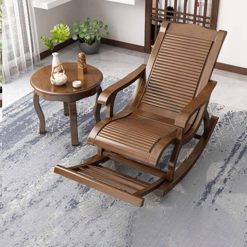 Traditional Solid Wood Rocking Chair Pure Color Recliner Chair